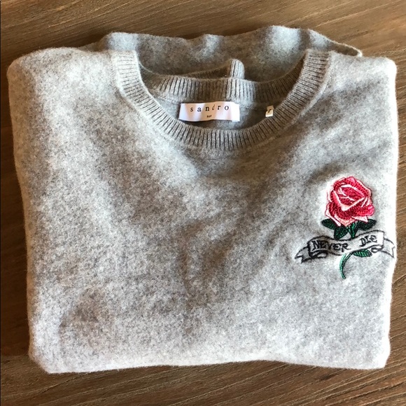 Sandro Sweaters - Embroidered Wool Sweater Top